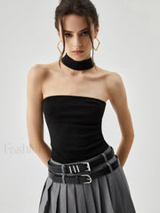 Slinky Solid Graceful Halter Top Black / XS Tank Tops & Camis