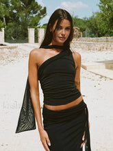 Solid Asymmetrical Neck One Shoulder Top Black / XS Tank Tops & Camis