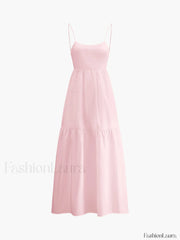 Solid Backless Long Dress Pink / XS Dresses