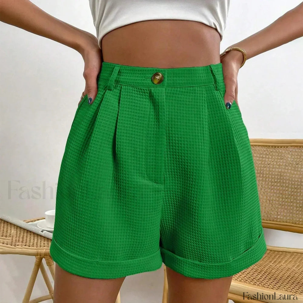 Solid Color Loose Office Lady Short Green / S