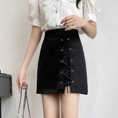 Solid Color Street A line Bandage Skirt