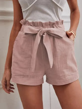 Solid Color White Pocket Drawstring Short Pink / S