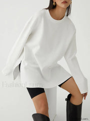 Solid Crew Graceful Neck Split Top White / XS T Shirts