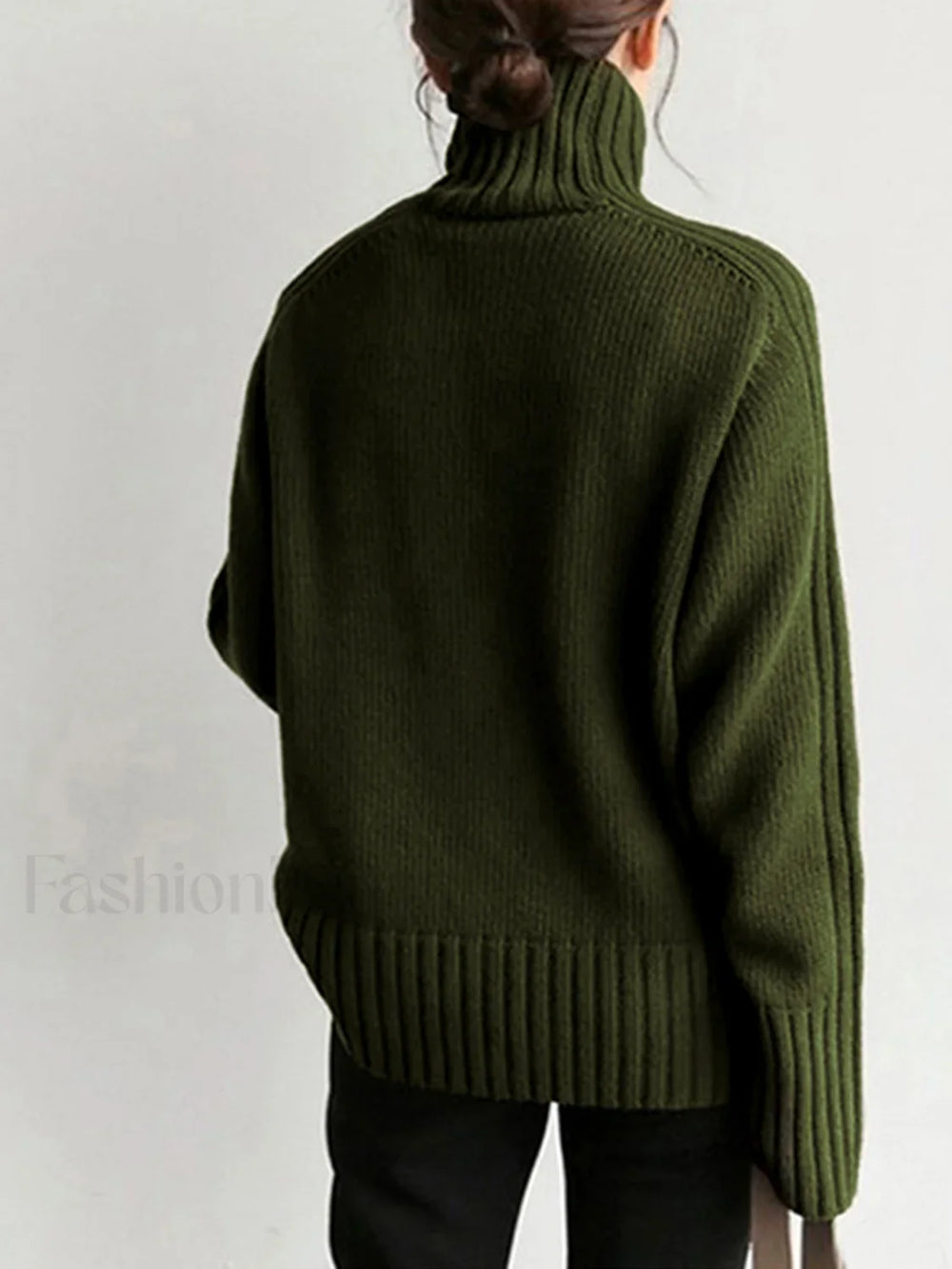 Solid High Neck Knit Sweater Sweaters