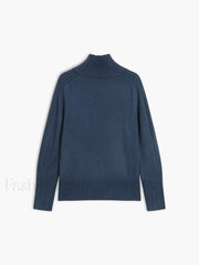 Solid High Neck Knit Sweater Sweaters