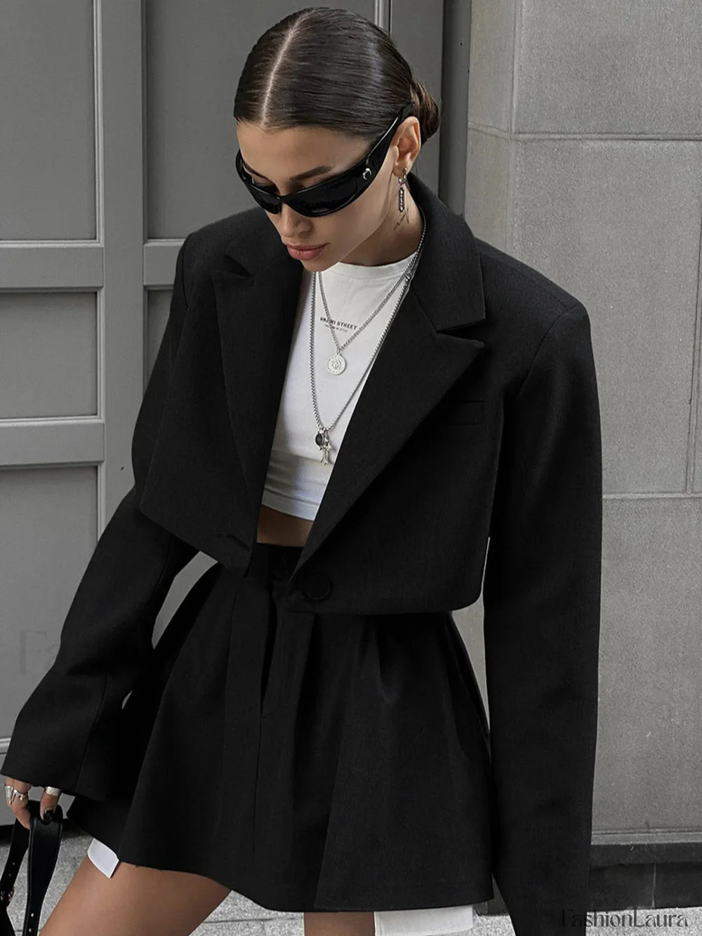 Solid Lapel Blazer Trendy Mini Skirt Set Skirt Sets