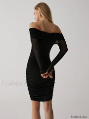 Solid Off Shoulder Pleated Trendy Floral Short Dress Dresses