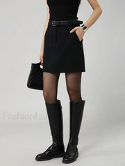Solid Pocket Graceful Mini Skirt Black / XS Skirts