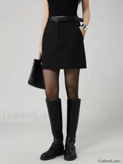 Solid Pocket Graceful Mini Skirt Skirts