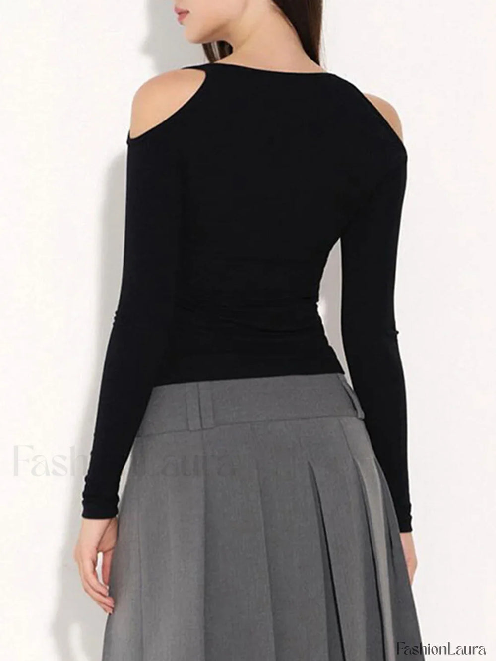 Solid Square Graceful Neck Off Shoulder Top T Shirts