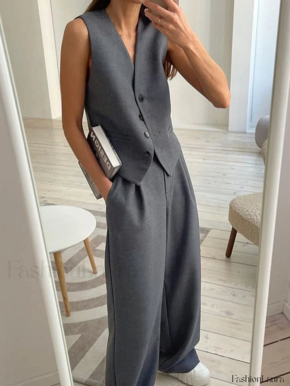 Solid Structured Graceful Suit Pants Pants