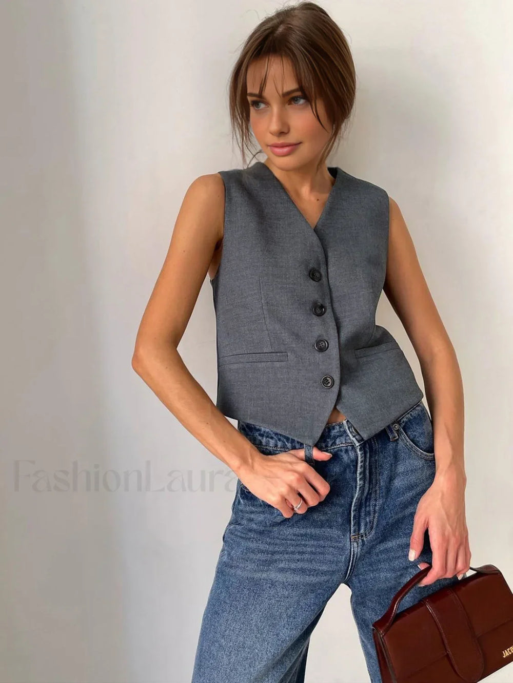 Solid Structured Graceful Suit Vest Vests