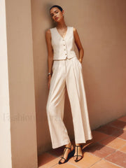 Solid Suit Graceful Straight Leg Pants Khaki / XS Pants