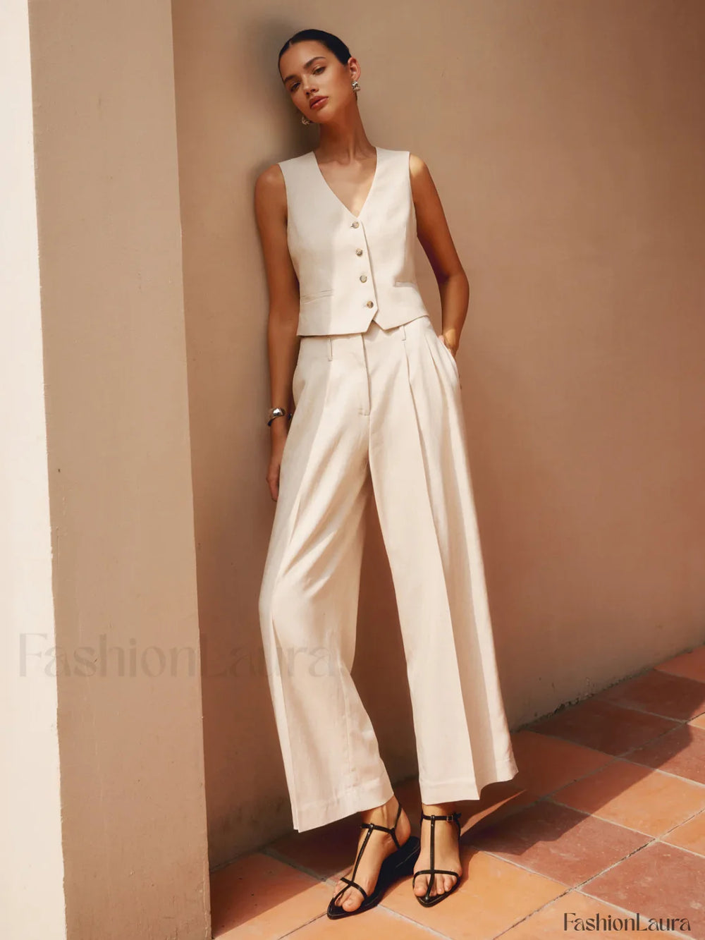Solid Suit Graceful Straight Leg Pants Khaki / XS Pants