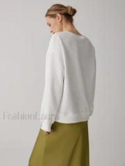 Solid Textured Graceful Crew Neck Sweatshirt Sweatshirts