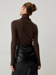 Solid Turtleneck Long Trendy Sleeve Knit Top Sweaters L