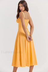 Spaghetti Strap Lace Up Floral Dress