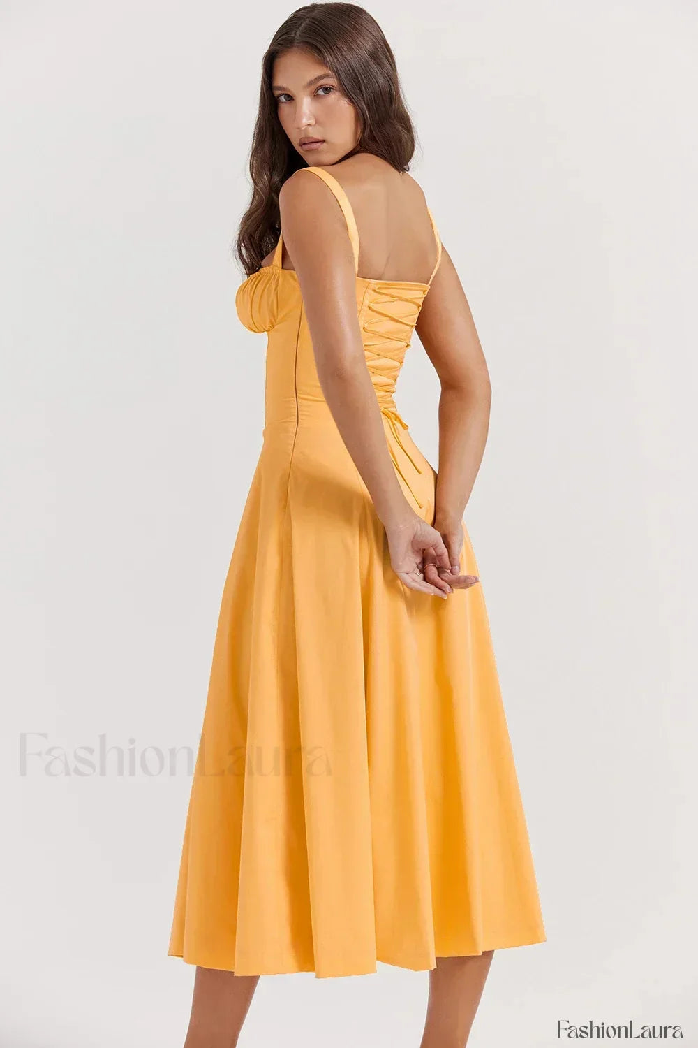 Spaghetti Strap Lace Up Floral Dress