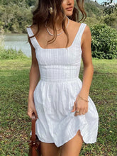 Square Neck Ruffles Mini Dresses White / S Mini Dresses