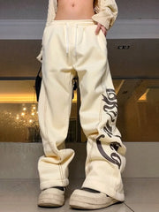 Stitch Design Logo Baggy Sweatpants Apricot / S Sweatpants