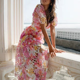 Stitched Waist Bohemian Floral Dress