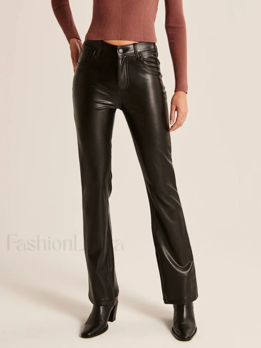 Straight Leg Graceful Faux Leather Pants Pants