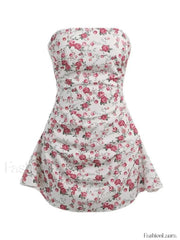 Strapless Floral Mini Dress Mini Dresses