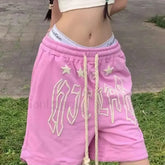 Streetwear Pink Skateboard Jogging Y2K Sporty Loose Short Pink / S