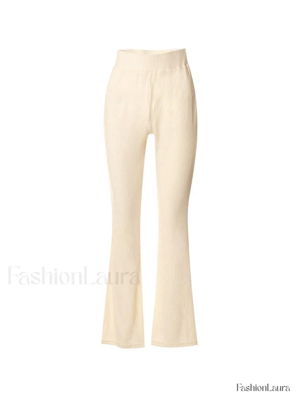Stretchy Ribbed Flare Leg Pants Flare Leg Pants