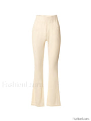 Stretchy Ribbed Flare Leg Pants Flare Leg Pants