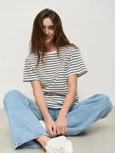 Striped Cotton Knitted Casual T Shirt Black / S