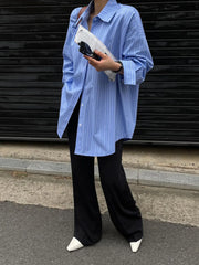 Striped Print Graceful Button Front Shirt Shirts