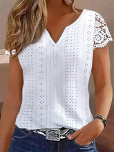 Summer Fashion Lace Buttoned Casual Plain Blouse white / S
