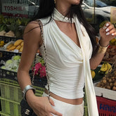 Summer Sexy Sleeveless V Neck Slim Tank Top White / S