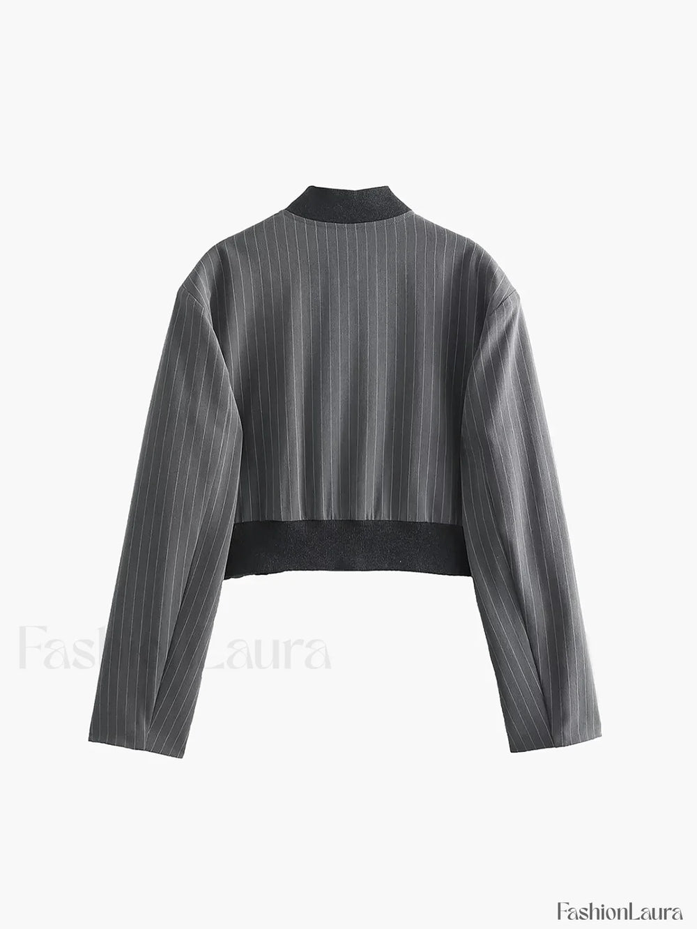 Tailored Pinstripe Graceful Patchwork Collar Jacket Jackets