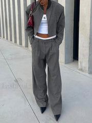 Tailored Pinstripe Graceful Patchwork Collar Jacket Jackets