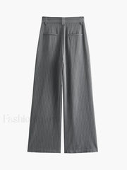 Tailored Pinstripe Graceful Wide Leg Pants Pants