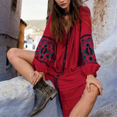 Tassel Lantern Sleeve Boho Dress