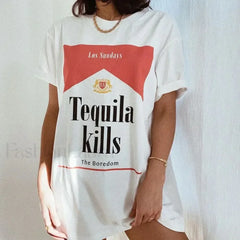 Tequila Killer Hippie Vintage Retro T Shirt WHITE / S