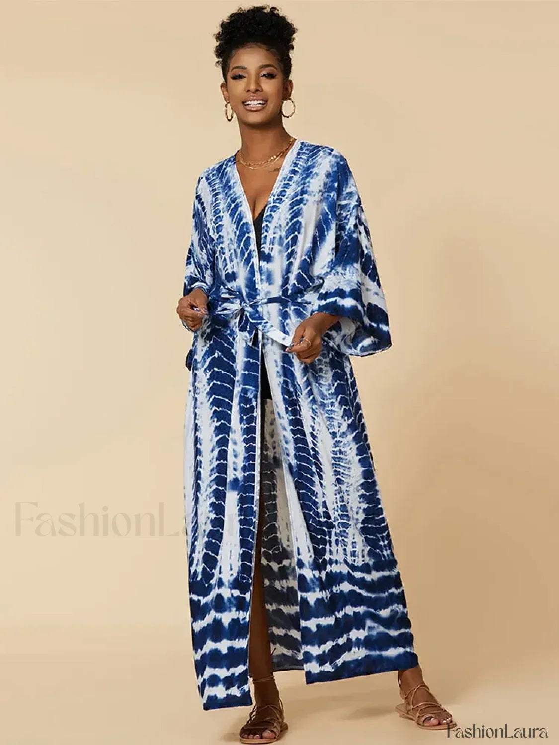 Tie dye Striped Tunic Cover Up BLUE / One Size