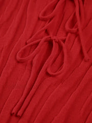 Tie Front Backless Lace Trendy Up Sweater Long Dress Sweaters L