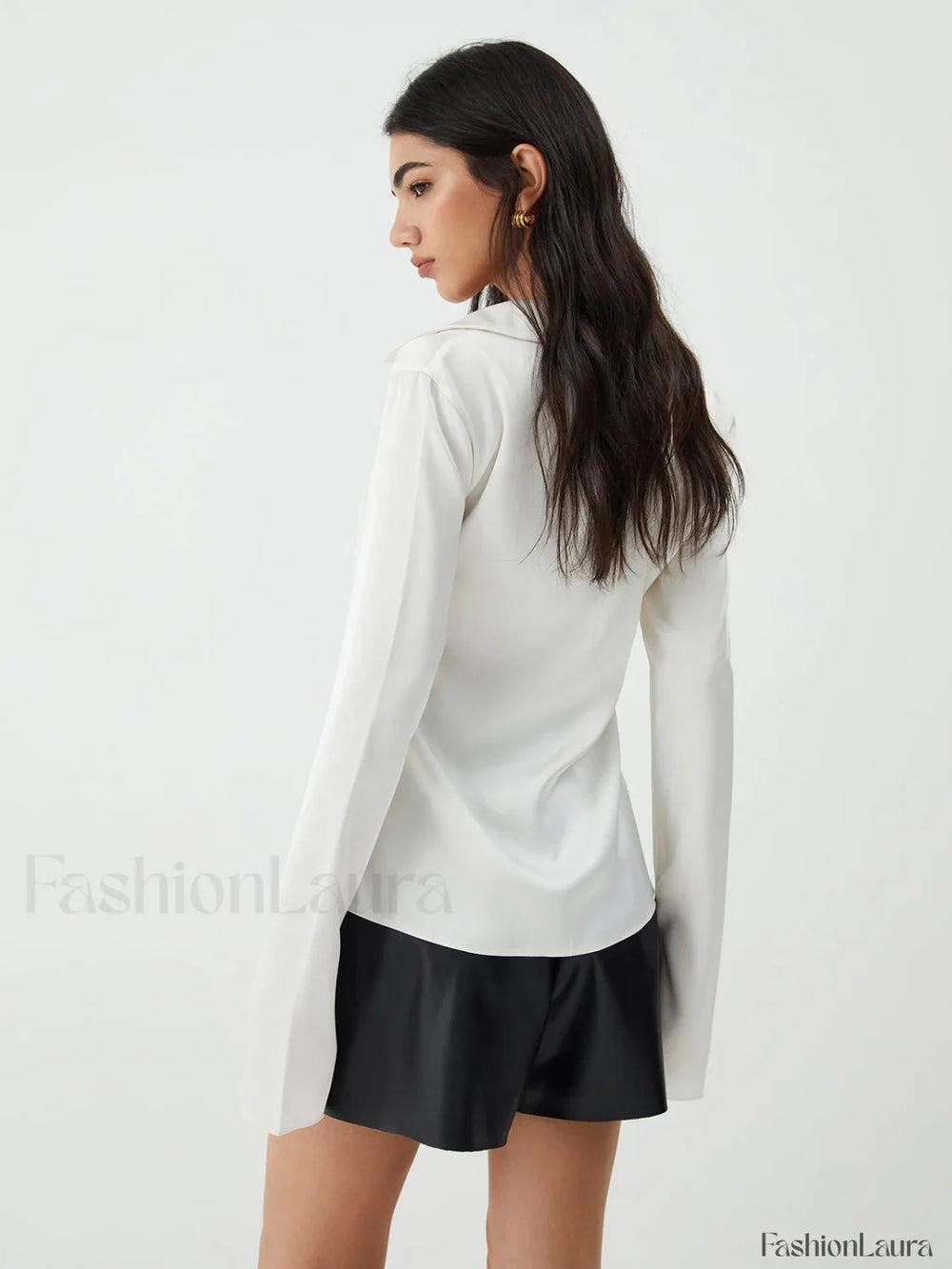 Tie Up V Neck Trendy Long Sleeve Blouse Blouses