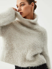 Turtleneck Charming Fuzzy Sweater Sweaters L
