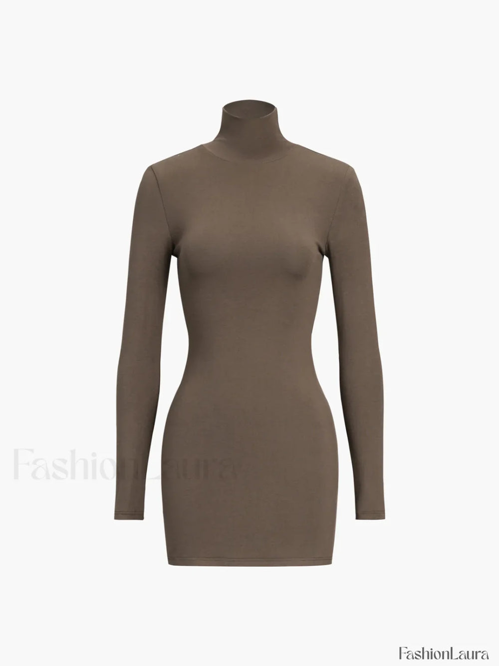 Turtleneck Open Back Trendy Long Sleeve Short Dress Dresses