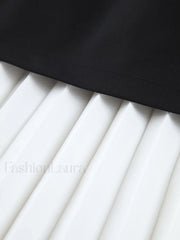 Two Tone Graceful Pleated Long Skirt Skirts