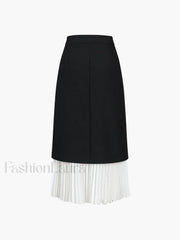 Two Tone Graceful Pleated Long Skirt Skirts