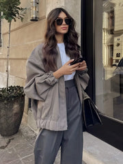 Utility Pockets Graceful Bomber Jacket Jackets