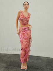 V Neck Crop Floral Trendy Print Cami Top Tank Tops & Camis