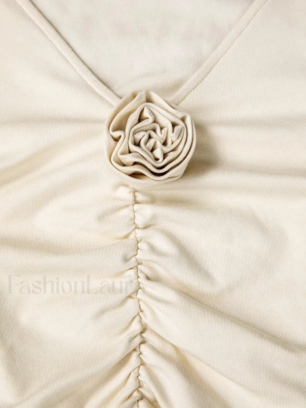 V neck Draped Floral Detail Modern Blouse with Matching Scarf Blouses