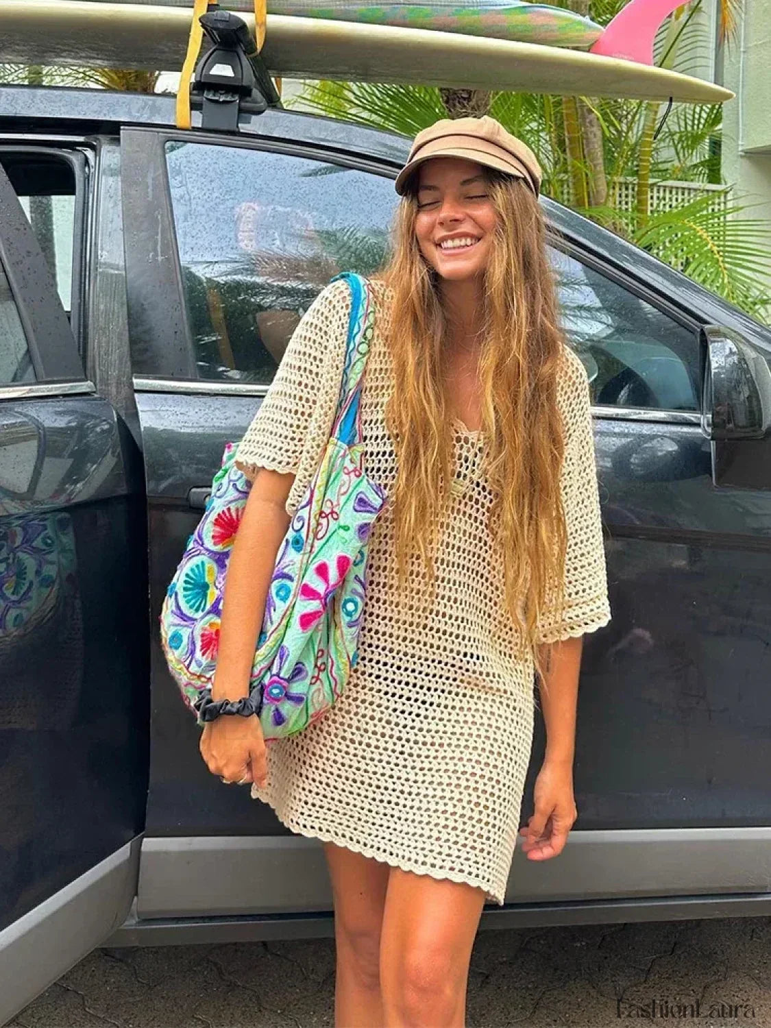 V Neck Hollow Out Cover Up